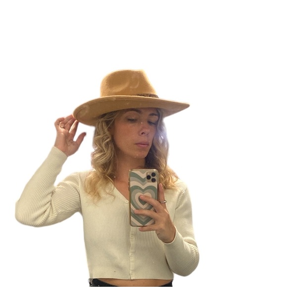 POL Wool Boutique Wide Brim Hat Adjustable W/ Vegan Snakeskin Belted detail - Picture 4 of 6